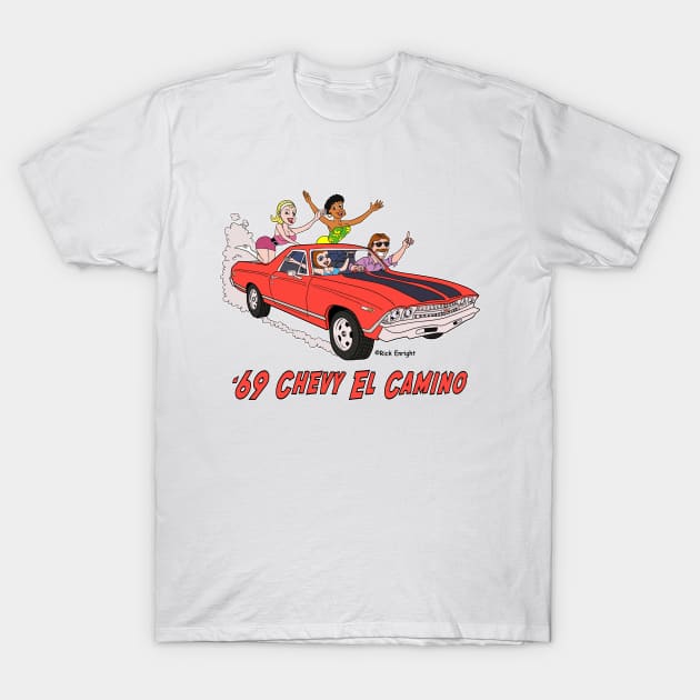 1969 Chevy El Camino Cartoon T-Shirt by AceToons